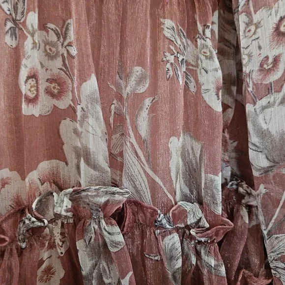 En Saison Dress S Nella Chiffon Tiered Floral Mini Lined Babydoll‎ Mauve Peasant - Picture 13 of 16